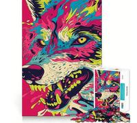 Puzzle Wolf Paint da 1000 pezzi per adulti,esercizio mentale,taglio di precisione,bordi lisci,rilassante attività di gruppo al chiuso (38x26cm)