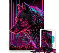 Puzzle Wolf Retrowave Cyberpunk da 1000 pezzi,gioco cognitivo divertente,struttura ad incastro precisa,attività per rafforzare i legami con i propri cari (38x52cm)