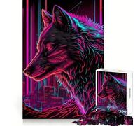 Puzzle Wolf Retrowave Cyberpunk da 1000 pezzi per adulti, stimola la mente, allevia lo stress, divertente, con bordi precisi, un regalo perfetto (50x75cm)