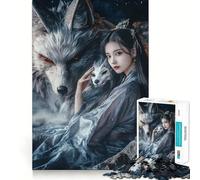 Puzzle "Wolf Spirit Guardian" per adolescenti,1000 pezzi per un gioco divertente e stimolante,con incastri perfetti e un modo coinvolgente per passare il tempo libero (38x52cm)
