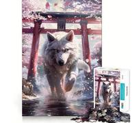 Puzzle Wolf Spirit Sakura Torii per ragazzi,1000 pezzi,gioco stimolante per la mente,pezzi senza sbavature,taglio netto,facile da imparare,divertimento per tutta la famiglia (38x26cm)