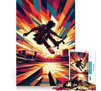 Puzzle Wpap con tema skateboard e tramonto, 1000 pezzi, gioco di abilità mentale, design semplice e divertente, regalo memorabile 38x26cm