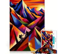 Puzzle Wpap con tramonto e arrampicata su roccia per adolescenti, 1000 pezzi, immagine divertente e rilassante, decorazione murale con ritagli chiari (38x26cm)