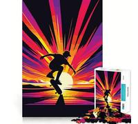 Puzzle Wpap con tramonto sullo skateboard per adolescenti, 1000 pezzi, rafforza la memoria, antistress, bordi lisci, regalo di Natale 38x26cm