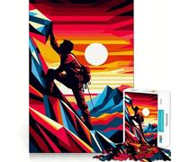 Puzzle Wpap per adolescenti con tramonto e arrampicata su roccia, 1000 pezzi, immagine divertente e rilassante, decorazione murale con ritagli chiari (38x52cm)