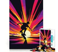 Puzzle Wpap per adulti con immagine di uno skateboard al tramonto, 1000 pezzi, gioco intelligente e rilassante, con tagli precisi e oggetto da collezione 50x75cm