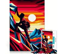 Puzzle Wpap per adulti con tramonto e arrampicata su roccia, 1000 pezzi, stimolante per la mente, rilassante, con bordi precisi, pezzo da collezione (38x26cm)