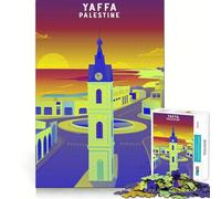 Puzzle Yaffa Palestine Clock Art da 1000 pezzi,gioco di memoria,superficie liscia e priva di sbavature,sfida divertente per il tempo libero (50x75cm)