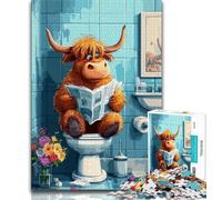 Puzzle Yak in The Toilet per adolescenti, puzzle da 1000 pezzi, gioco per famiglie, antistress, sfida difficile, regali di Babbo Natale segreto, 38x26cm
