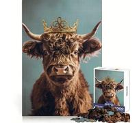Puzzle Yak King con corona pastello, 1000 pezzi, ideale per adolescenti, per allenare la concentrazione, per una fuga rilassante, con incastri precisi e un regalo speciale (38x52cm)