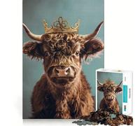 Puzzle Yak King con corona pastello per adulti,1000 pezzi,gioco stimolante per la mente,taglio preciso,allineamento perfetto,attività di condivisione per i propri cari (38x26cm)