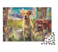 Puzzle Yellow Labrador Retriever in Art Studio 1000 Pezzi Per Adulti Pet, Giochi Educativi, Casa Decorazione, Sfidante 70x50cm/1000pcs