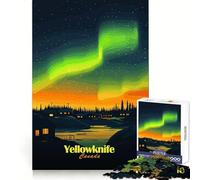Puzzle Yellowknife Aurora Boreale da 1000 pezzi per adulti, ideale per migliorare la memoria e intrattenere nel tempo libero Opera d'arte tagliata al laser, regalo di Natale (38x26cm)
