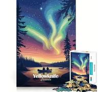 Puzzle Yellowknife Aurora Boreale per adolescenti,1000 pezzi,gioco di memoria divertente,componenti robusti e di facile taglio,portatile,ideale per i viaggi (50x75cm)