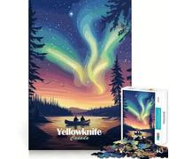 Puzzle Yellowknife Aurora Boreale per adolescenti,1000 pezzi,gioco divertente per la mente,connessione pulita e senza interruzioni,un modo coinvolgente per passare il tempo libero (38x26cm)