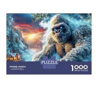 Puzzle Yeti in inverno da 1000 pezzi, gorilla gigante nellaoresta nebbiosa, per adulti dai 12 anni in su, giochi educativi, decorazioni per la casa, sfida ad alta difficoltà di compleanno, 52x38 cm