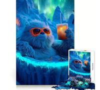 Puzzle Yeti nella vasca idromassaggio da 1000 pezzi per adolescenti, stimola la memoria, divertente per il tempo libero, taglio di qualità, elegante regalo di Natale (38x52cm)