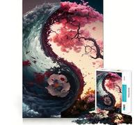 Puzzle Yin e Yang Armonia da 1000 pezzi,Memory Train,divertente,superficie liscia e priva di sbavature,sfida stimolante per il tempo libero (38x52cm)
