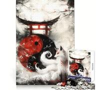 Puzzle Yin e Yang Torii Kitsune da 1000 pezzi per adolescenti, per sviluppare capacità analitiche, per una fuga serena e un'unione precisa, ideale come regalo di Natale (38x52cm)