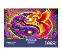 Puzzle Yin-Yang 1000 pezzi - Drago Fenice Rose Yin-Yang mitico 70x50cm