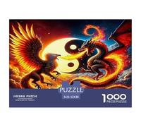 Puzzle Yin-Yang 1000 pezzi - Fenice Drago Fuoco Yin-Yang mitico 52x38cm