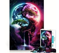 Puzzle Yin Yang Bonsai al chiaro di luna,1000 pezzi,gioco di logica,pensiero creativo,taglio esperto,abilità artigianale,momento di tranquillità,esercizio mentale a casa (38x26cm)
