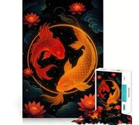Puzzle Yin Yang con pesci koi e loto per adulti,1000 pezzi,gioco stimolante per la mente,pezzi precisi e facili da incastrare,attività rilassante di gruppo al chiuso (38x52cm)