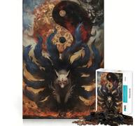 Puzzle Yin Yang con Volpe a Nove Code, 1000 pezzi, per adolescenti, gioco di abilità mentale, divertimento rilassante, design da assemblare, (38x52cm)