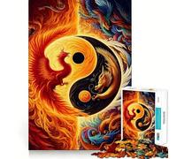 Puzzle Yin Yang Fenice e Drago,1000 pezzi,divertente gioco di allenamento cognitivo,pezzi ad incastro perfetti,regalo di compleanno,rompicapo (38x52cm)