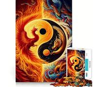 Puzzle Yin Yang Fenice e Drago,1000 pezzi,divertente gioco di allenamento cognitivo,pezzi ad incastro perfetti,regalo di compleanno,rompicapo (38x26cm)
