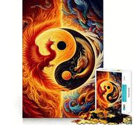 Puzzle Yin Yang Fenice e Drago da 1000 pezzi per adulti,gioco di potenziamento mentale,taglio laser per un incastro perfetto,divertimento in famiglia,attività serale (50x75cm)