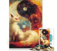 Puzzle Yin Yang Fox da 1000 pezzi per adulti,gioco di problem solving di livello professionale,attività rilassante di gruppo al chiuso (50x75cm)