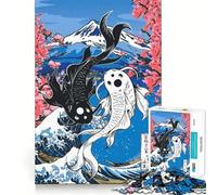 Puzzle Yin Yang Koi Hokusai da 1000 pezzi,gioco di abilità mentale,taglio di alta precisione,hobby affascinante per i momenti di svago (38x52cm)