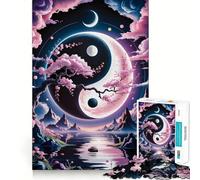 Puzzle Yin Yang Paesaggio con Fiori di Ciliegio per Adulti,1000 Pezzi,Gioco Stimolante per la Mente,Pezzi a Incastro Perfetto,Pezzi Precisi,Rilassante Attività di Gruppo al Chiuso (38x26cm)