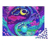 Puzzle Yin-yang Simbolo dell'armonia celeste 1000 pezzi Robusto cartone antipolvere Viaggio Vacanza Attività al chiuso per adulti Adolescenti Principianti Famiglia 52x38cm/1000 pezzi