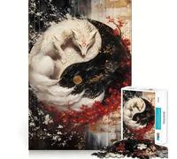 Puzzle Yin Yang Volpe Bianca da 1000 pezzi,gioco creativo per lo sviluppo delle capacità cognitive,componenti robusti e facili da tagliare,ideale per i viaggi,gioco per la mente,regalo (38x52cm)