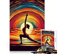 Puzzle Yoga Pop Art Tramonto da 1000 pezzi per adulti, ideale per migliorare la memoria e intrattenere, con taglio laser e grafica accattivante, regalo di Natale (38x52cm)