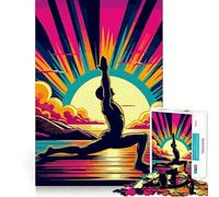Puzzle Yoga Sunset Pop Art da 1000 pezzi per adolescenti,gioco di abilità mentale,taglio laser per un incastro perfetto,rilassante attività di gruppo al chiuso (38x26cm)