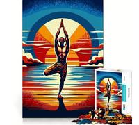 Puzzle Yoga Sunset Pop Art per adulti,1000 pezzi,gioco per stimolare la mente,pezzi precisi e facili da incastrare,attività rilassante di gruppo al chiuso (38x52cm)