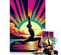 Puzzle Yoga Tramonto Pop Art 1000 pezzi Gioco di abilità mentale Pezzi a incastro precisi Divertimento in famiglia Attività serale (50x75cm)