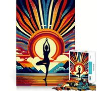 Puzzle Yoga Tramonto Pop Art da 1000 pezzi Esercizio mentale Divertente Incastro perfetto Pezzi precisi Modo coinvolgente per trascorrere il tempo libero (38x52cm)