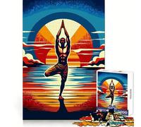 Puzzle Yoga Tramonto Pop Art da 1000 pezzi per adolescenti: chiarezza mentale, pace e divertimento, assemblaggio perfetto, regalo stagionale (50x75cm)