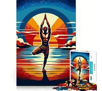 Puzzle Yoga Tramonto Pop Art per adulti 1000 pezzi Concentrazione Migliora Divertimento Dimensioni uniformi Pezzi precisi Attività di condivisione per i propri cari (38x26cm)