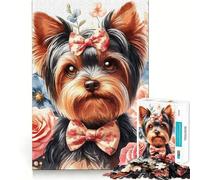Puzzle "Yorkie tra i fiori" per ragazzi,1000 pezzi per un gioco divertente e stimolante,connessione pulita e senza interruzioni,un modo coinvolgente per passare il tempo libero (38x52cm)