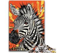 Puzzle Zebra Art da 1000 pezzi per adulti, difficile da completare ma divertente e umoristico con poster abbinato e foglio di quiz (38x26cm)