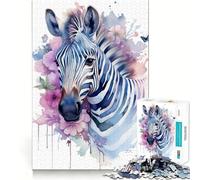 Puzzle Zebra con Fiori da 1000 Pezzi per Ragazzi,Gioco di Abilità Mentali,Taglio Laser per Un Incastro Perfetto,Attività Rilassante di Gruppo al Chilometro (38x52cm)