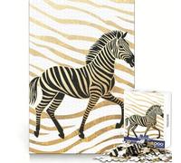 Puzzle Zebra in nero e oro da 1000 pezzi per adulti, stimolante per il pensiero strategico, ideale per momenti di relax, dal design pulito e perfetto come regalo invernale (38x52cm)