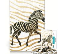 Puzzle Zebra in nero e oro per adulti,1000 pezzi,gioco di concentrazione mentale,qualità premium,taglio laser,divertimento serale in famiglia (38x26cm)