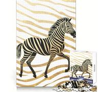 Puzzle Zebra in Nero Oro da 1000 pezzi per adolescenti, stimolante per il pensiero creativo, rilassante, a incastro perfetto, (50x75cm)