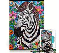 Puzzle Zebra in Vetro Colorato per Adulti 1000 Pezzi Gioco Intelligente Antistress Assemblaggio Motivo Regalo Affettuoso 38x52cm